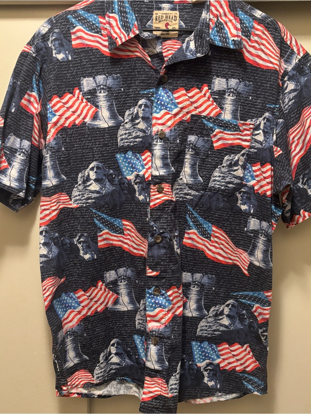 RedHead Navy, Red & White Patriotic Flag Print Short-Sleeve Shirt